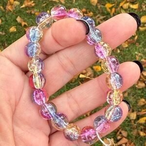 Colorful Crackle Glass Bead Bracelet